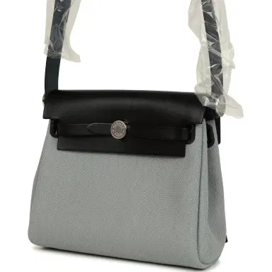 HERMÈS Hermes Herbag Zip 20 Mini Gris Pantin Toile Militaire Canvas and Black Vache Hunter Palladium Hardware | Thumbnail 3 HERMÈS Hermes Herbag Zip 20 Mini Gris Pantin Toile Militaire Canvas and Black Vache Hunter Palladium Hardware | Thumbnail 3