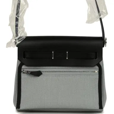 HERMÈS Hermes Herbag Zip 20 Mini Gris Pantin Toile Militaire Canvas and Black Vache Hunter Palladium Hardware | Thumbnail 5 HERMÈS Hermes Herbag Zip 20 Mini Gris Pantin Toile Militaire Canvas and Black Vache Hunter Palladium Hardware | Thumbnail 5