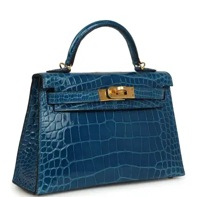 HERMÈS Hermes Kelly Sellier 20 Bleu Mykonos Shiny Alligator Mississipiensis Gold Hardware | Thumbnail 2 HERMÈS Hermes Kelly Sellier 20 Bleu Mykonos Shiny Alligator Mississipiensis Gold Hardware | Thumbnail 2