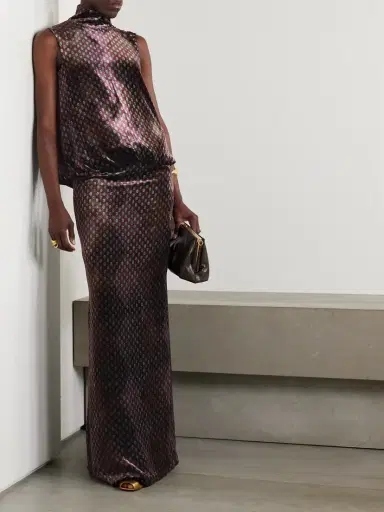 Dries Van Noten Draped Printed Velvet Maxi Dress | Thumbnail 2 Dries Van Noten Draped Printed Velvet Maxi Dress | Thumbnail 2