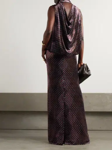 Dries Van Noten Draped Printed Velvet Maxi Dress | Thumbnail 3 Dries Van Noten Draped Printed Velvet Maxi Dress | Thumbnail 3