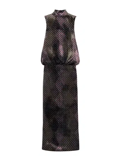 Dries Van Noten Draped Printed Velvet Maxi Dress | Thumbnail 1 Dries Van Noten Draped Printed Velvet Maxi Dress | Thumbnail 1
