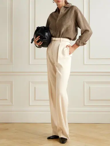 Loro Piana Edward Pleated Linen And Wool-blend Twill Wide-leg Pants | Thumbnail 2 Loro Piana Edward Pleated Linen And Wool-blend Twill Wide-leg Pants | Thumbnail 2
