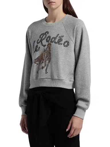 Cinq à Sept Women's Le Rodeo Jennifer Crewneck Sweater - Heather Grey - Size XL | Thumbnail 4 Cinq à Sept Women's Le Rodeo Jennifer Crewneck Sweater - Heather Grey - Size XL | Thumbnail 4