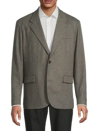 Vince Men's Wool Flannel Single-Breasted Blazer - Medium Heather Grey | Thumbnail 3 Vince Men's Wool Flannel Single-Breasted Blazer - Medium Heather Grey | Thumbnail 3