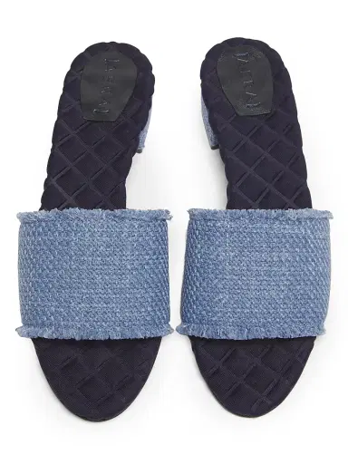 AERA Women's Giorgia 25MM Vegan Raffia Sandals - Classic Blue Denim | Thumbnail 4 AERA Women's Giorgia 25MM Vegan Raffia Sandals - Classic Blue Denim | Thumbnail 4