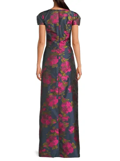 Kay Unger Women's Gene Floral Asymmetric Walk-Thru Gown - Wild Berry Blue Opal | Thumbnail 5 Kay Unger Women's Gene Floral Asymmetric Walk-Thru Gown - Wild Berry Blue Opal | Thumbnail 5