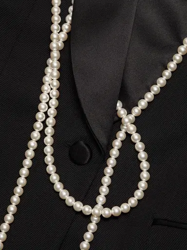 MOSCHINO Women's Pearl Necklace Wool-Blend Jacket - Multi Black - Size 12 | Thumbnail 7 MOSCHINO Women's Pearl Necklace Wool-Blend Jacket - Multi Black - Size 12 | Thumbnail 7