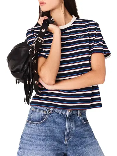 Maje Women's Striped T Shirt - White Navy | Thumbnail 2 Maje Women's Striped T Shirt - White Navy | Thumbnail 2