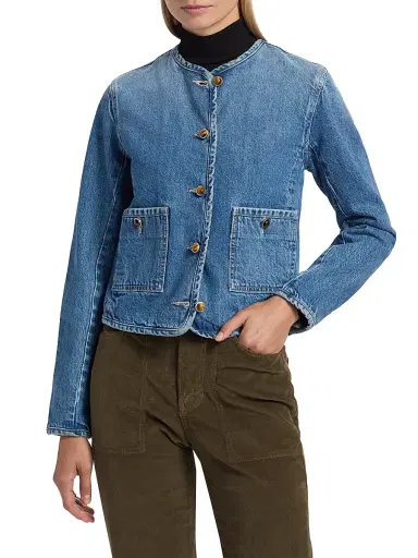 Veronica Beard Women's Andrea Cotton Denim Jacket - French Kiss | Thumbnail 3 Veronica Beard Women's Andrea Cotton Denim Jacket - French Kiss | Thumbnail 3