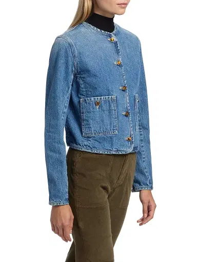 Veronica Beard Women's Andrea Cotton Denim Jacket - French Kiss | Thumbnail 4 Veronica Beard Women's Andrea Cotton Denim Jacket - French Kiss | Thumbnail 4