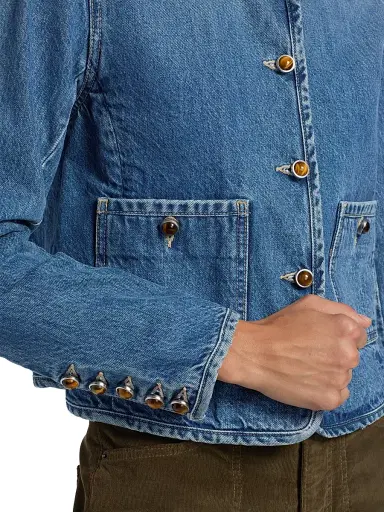 Veronica Beard Women's Andrea Cotton Denim Jacket - French Kiss | Thumbnail 6 Veronica Beard Women's Andrea Cotton Denim Jacket - French Kiss | Thumbnail 6