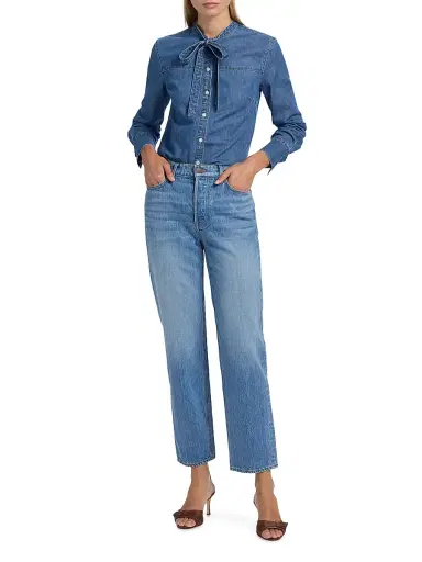 Veronica Beard Women's Leah Mid-Rise Straight-Leg Jeans | Thumbnail 2 Veronica Beard Women's Leah Mid-Rise Straight-Leg Jeans | Thumbnail 2