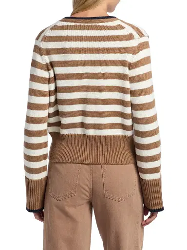 Veronica Beard Women's Monae Striped Cotton Cardigan - Dark Acorn Dove | Thumbnail 5 Veronica Beard Women's Monae Striped Cotton Cardigan - Dark Acorn Dove | Thumbnail 5