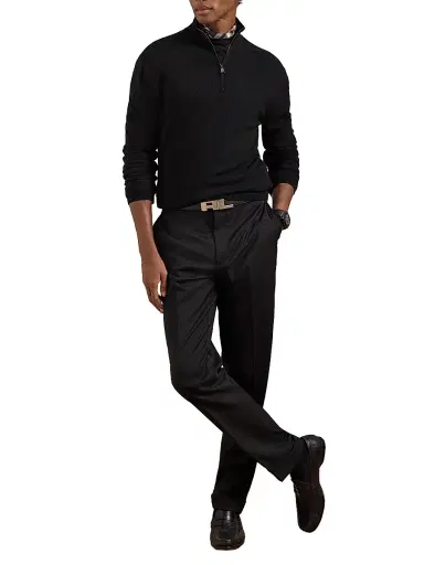 Ralph Lauren Purple Label Men's Double Pique Wool Half-Zip Sweater - Polo Black - Size XXL | Thumbnail 2 Ralph Lauren Purple Label Men's Double Pique Wool Half-Zip Sweater - Polo Black - Size XXL | Thumbnail 2