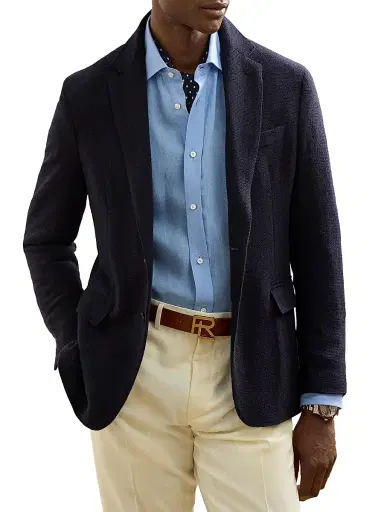 Ralph Lauren Purple Label Men's Hadley Textured Open-Weave Jacket | Thumbnail 3 Ralph Lauren Purple Label Men's Hadley Textured Open-Weave Jacket | Thumbnail 3