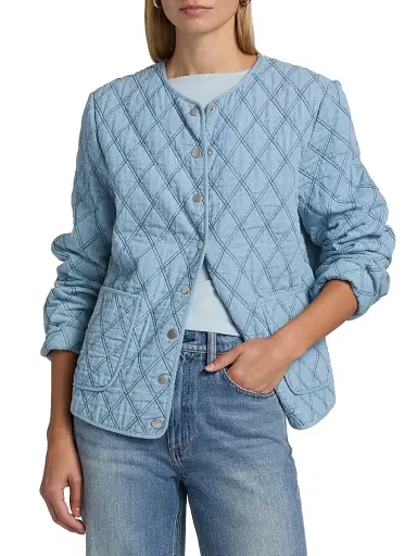 If Only Studio Women's Cotton-Blend Denim Quilted Jacket | Thumbnail 3 If Only Studio Women's Cotton-Blend Denim Quilted Jacket | Thumbnail 3
