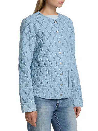 If Only Studio Women's Cotton-Blend Denim Quilted Jacket | Thumbnail 4 If Only Studio Women's Cotton-Blend Denim Quilted Jacket | Thumbnail 4