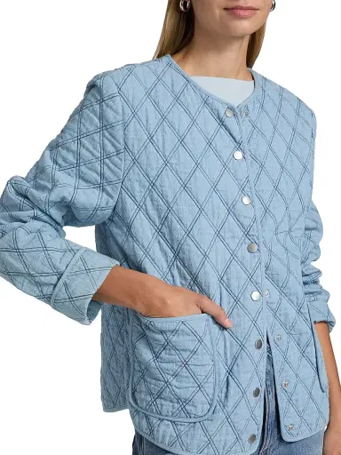 If Only Studio Women's Cotton-Blend Denim Quilted Jacket | Thumbnail 6 If Only Studio Women's Cotton-Blend Denim Quilted Jacket | Thumbnail 6