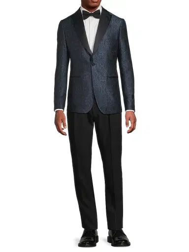Pal Zileri Men's Paisley Silk-Blend Single-Breasted Dinner Jacket - Blue Navy - Size 48 | Thumbnail 2 Pal Zileri Men's Paisley Silk-Blend Single-Breasted Dinner Jacket - Blue Navy - Size 48 | Thumbnail 2