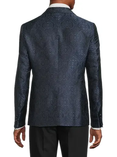 Pal Zileri Men's Paisley Silk-Blend Single-Breasted Dinner Jacket - Blue Navy - Size 48 | Thumbnail 5 Pal Zileri Men's Paisley Silk-Blend Single-Breasted Dinner Jacket - Blue Navy - Size 48 | Thumbnail 5