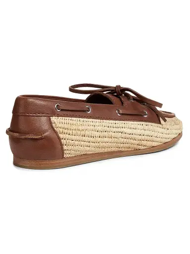 SIMKHAI Women's Danner Raffia & Leather Boat Shoes - Sable | Thumbnail 3 SIMKHAI Women's Danner Raffia & Leather Boat Shoes - Sable | Thumbnail 3