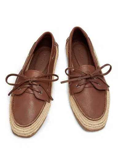 SIMKHAI Women's Danner Raffia & Leather Boat Shoes - Sable | Thumbnail 4 SIMKHAI Women's Danner Raffia & Leather Boat Shoes - Sable | Thumbnail 4
