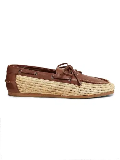 SIMKHAI Women's Danner Raffia & Leather Boat Shoes - Sable | Thumbnail 1 SIMKHAI Women's Danner Raffia & Leather Boat Shoes - Sable | Thumbnail 1