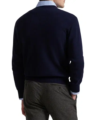 Polo Ralph Lauren Men's Washable Cashmere Crewneck Sweater - Hunter Navy | Thumbnail 4 Polo Ralph Lauren Men's Washable Cashmere Crewneck Sweater - Hunter Navy | Thumbnail 4