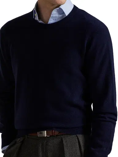 Polo Ralph Lauren Men's Washable Cashmere Crewneck Sweater - Hunter Navy | Thumbnail 5 Polo Ralph Lauren Men's Washable Cashmere Crewneck Sweater - Hunter Navy | Thumbnail 5