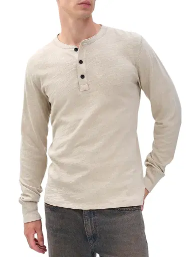 rag & bone Men's Classic Flame Henley - Taupe | Thumbnail 3 rag & bone Men's Classic Flame Henley - Taupe | Thumbnail 3
