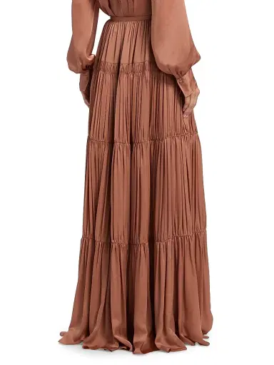 Ulla Johnson Women's Gaelle Silk Tiered High-Waisted Maxi Skirt - Desert Rose | Thumbnail 5 Ulla Johnson Women's Gaelle Silk Tiered High-Waisted Maxi Skirt - Desert Rose | Thumbnail 5