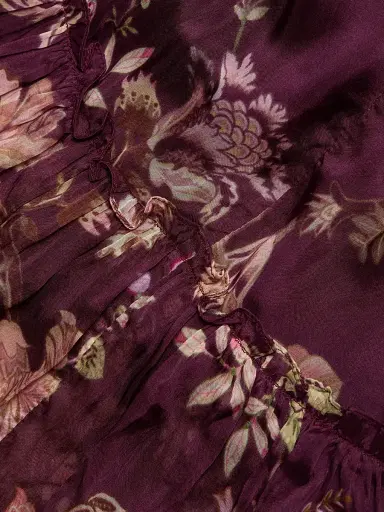 Hemant & Nandita Women's Savi Ruffled Floral Minidress - Burgundy Floral | Thumbnail 7 Hemant & Nandita Women's Savi Ruffled Floral Minidress - Burgundy Floral | Thumbnail 7