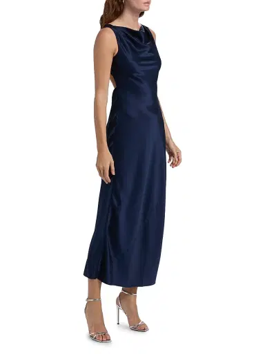 Reformation Women's Corey Satin Midi-Dress - Danube - Size XL | Thumbnail 4 Reformation Women's Corey Satin Midi-Dress - Danube - Size XL | Thumbnail 4