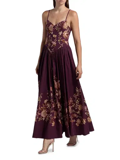 Hemant & Nandita Women's Savi Floral Sleeveless Maxi Dress - Burgundy Floral | Thumbnail 2 Hemant & Nandita Women's Savi Floral Sleeveless Maxi Dress - Burgundy Floral | Thumbnail 2