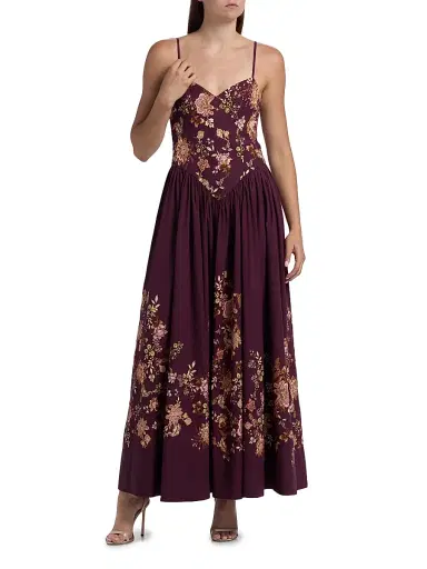 Hemant & Nandita Women's Savi Floral Sleeveless Maxi Dress - Burgundy Floral | Thumbnail 3 Hemant & Nandita Women's Savi Floral Sleeveless Maxi Dress - Burgundy Floral | Thumbnail 3