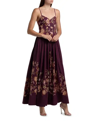 Hemant & Nandita Women's Savi Floral Sleeveless Maxi Dress - Burgundy Floral | Thumbnail 4 Hemant & Nandita Women's Savi Floral Sleeveless Maxi Dress - Burgundy Floral | Thumbnail 4