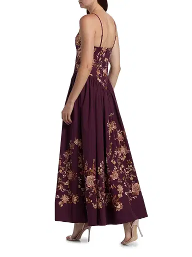 Hemant & Nandita Women's Savi Floral Sleeveless Maxi Dress - Burgundy Floral | Thumbnail 5 Hemant & Nandita Women's Savi Floral Sleeveless Maxi Dress - Burgundy Floral | Thumbnail 5