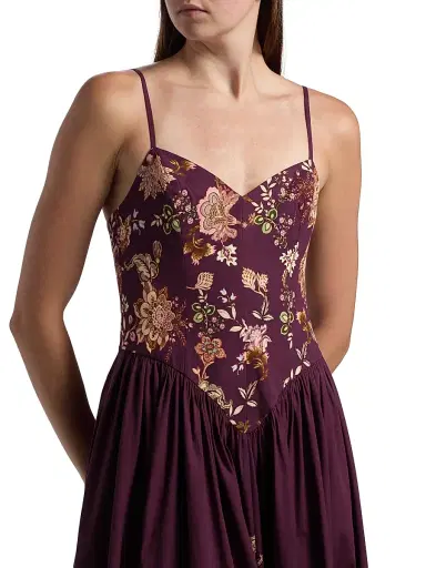 Hemant & Nandita Women's Savi Floral Sleeveless Maxi Dress - Burgundy Floral | Thumbnail 6 Hemant & Nandita Women's Savi Floral Sleeveless Maxi Dress - Burgundy Floral | Thumbnail 6