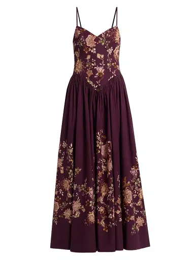 Hemant & Nandita Women's Savi Floral Sleeveless Maxi Dress - Burgundy Floral | Thumbnail 1 Hemant & Nandita Women's Savi Floral Sleeveless Maxi Dress - Burgundy Floral | Thumbnail 1