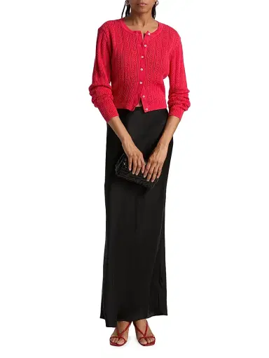 Cami NYC Women's Dresden Cotton Pointelle-Knit Crop Cardigan - Candy Apple | Thumbnail 2 Cami NYC Women's Dresden Cotton Pointelle-Knit Crop Cardigan - Candy Apple | Thumbnail 2