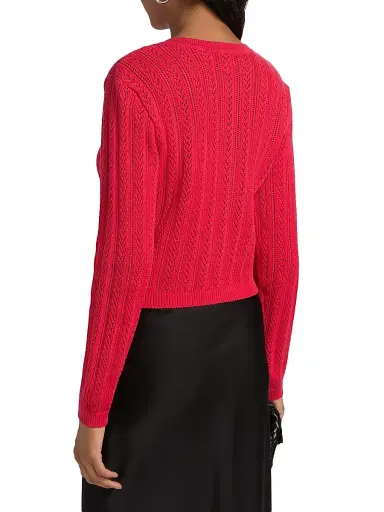 Cami NYC Women's Dresden Cotton Pointelle-Knit Crop Cardigan - Candy Apple | Thumbnail 5 Cami NYC Women's Dresden Cotton Pointelle-Knit Crop Cardigan - Candy Apple | Thumbnail 5