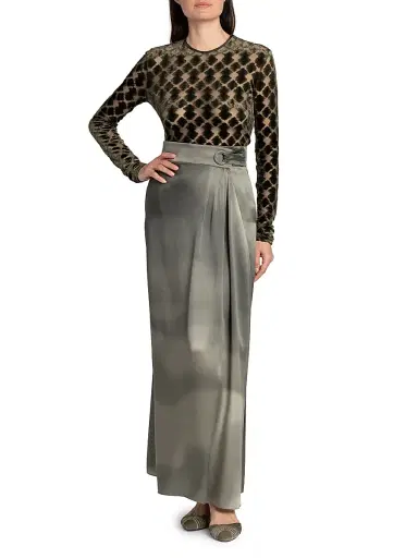 Giorgio Armani Women's Silk Maxi Skirt - Vetiver | Thumbnail 2 Giorgio Armani Women's Silk Maxi Skirt - Vetiver | Thumbnail 2
