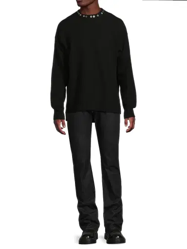 Jil Sander Men's Studded Wool Long-Sleeve Sweater | Thumbnail 2 Jil Sander Men's Studded Wool Long-Sleeve Sweater | Thumbnail 2