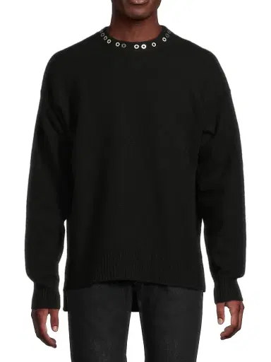 Jil Sander Men's Studded Wool Long-Sleeve Sweater | Thumbnail 3 Jil Sander Men's Studded Wool Long-Sleeve Sweater | Thumbnail 3