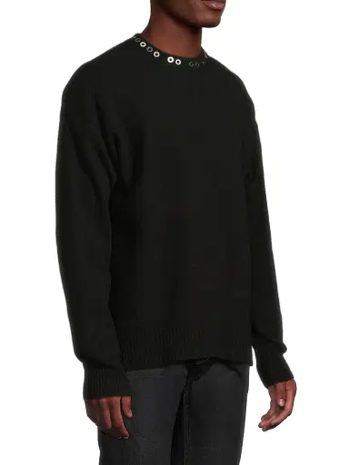Jil Sander Men's Studded Wool Long-Sleeve Sweater | Thumbnail 4 Jil Sander Men's Studded Wool Long-Sleeve Sweater | Thumbnail 4