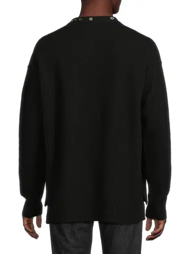 Jil Sander Men's Studded Wool Long-Sleeve Sweater | Thumbnail 5 Jil Sander Men's Studded Wool Long-Sleeve Sweater | Thumbnail 5