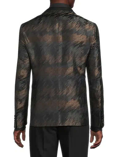 Pal Zileri Men's Abstract Silk-Blend Single-Breasted Dinner Jacket - Grey | Thumbnail 5 Pal Zileri Men's Abstract Silk-Blend Single-Breasted Dinner Jacket - Grey | Thumbnail 5