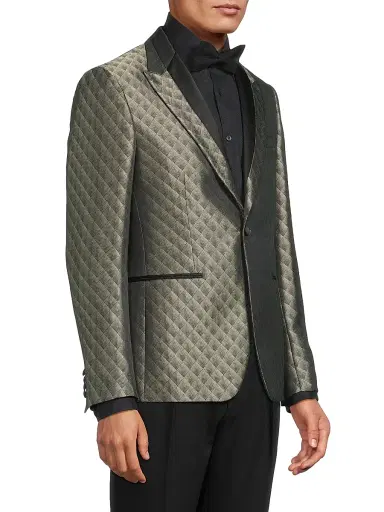 Pal Zileri Men's Geometric Single-Breasted Dinner Jacket - Grey | Thumbnail 4 Pal Zileri Men's Geometric Single-Breasted Dinner Jacket - Grey | Thumbnail 4