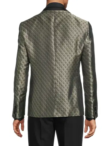Pal Zileri Men's Geometric Single-Breasted Dinner Jacket - Grey | Thumbnail 5 Pal Zileri Men's Geometric Single-Breasted Dinner Jacket - Grey | Thumbnail 5